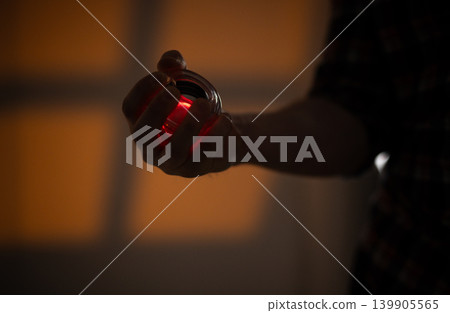 Close-Up Male Hand Rotating Gyro Ball 139905565
