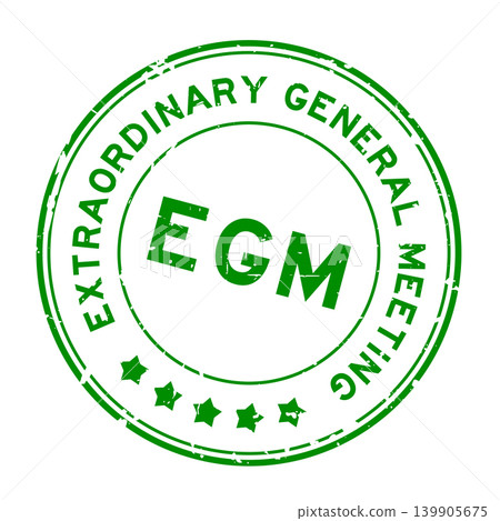 Grunge green EGM Extraordinary General Meeting word round rubber seal stamp on white background Grunge green EGM Extraordinary General Meeting word round rubber seal stamp on white background 139905675