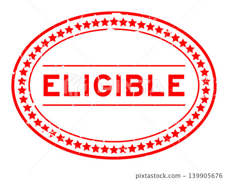 Grunge red eligible word oval rubber seal stamp on white background 139905676