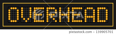 Orange color led banner in word overhead on black background Orange color led banner in word overhead on black background 139905701