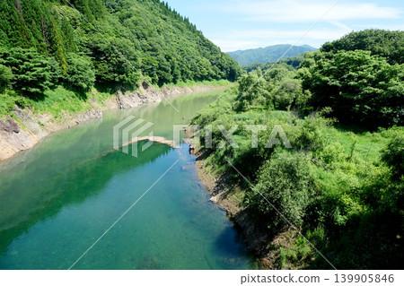 Shogawa River from Shichikenbi Suspension Bridge, Takayama City, Gifu Prefecture, June 2025 Shogawa River from Shichikenbi Suspension Bridge, Takayama City, Gifu Prefecture, June 2025 139905846