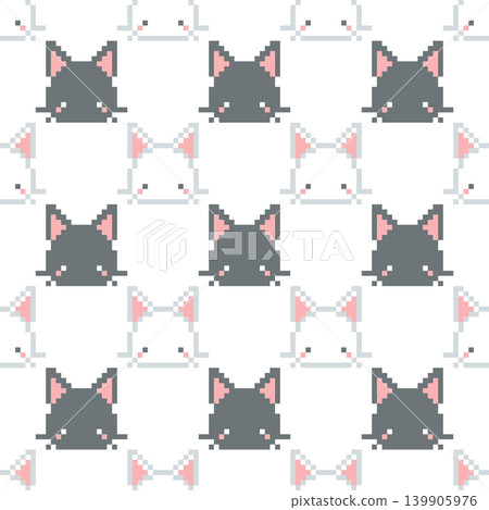 Black and white cat pixel art Black and white cat pixel art 139905976