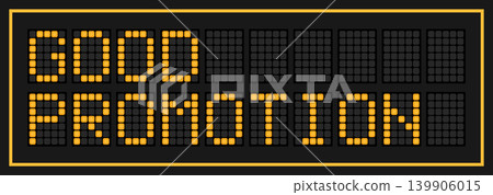 Orange color led banner in word good promotion on black background Orange color led banner in word good promotion on black background 139906015