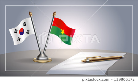 Small national flag of South Korea and Burkina flag Relation, Template Vector Illustration Small national flag of South Korea and Burkina flag Relation, Template Vector Illustration 139906172