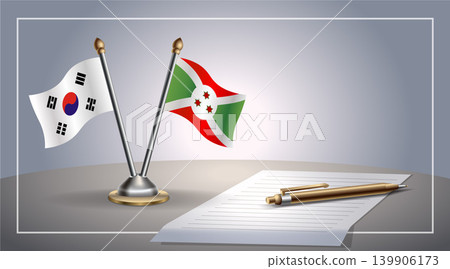 Small national flag of South Korea and Burundi flag Relation, Template Vector Illustration Small national flag of South Korea and Burundi flag Relation, Template Vector Illustration 139906173