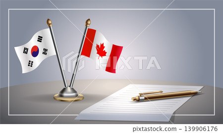 Small national flag of South Korea and Canada flag Relation, Template Vector Illustration Small national flag of South Korea and Canada flag Relation, Template Vector Illustration 139906176