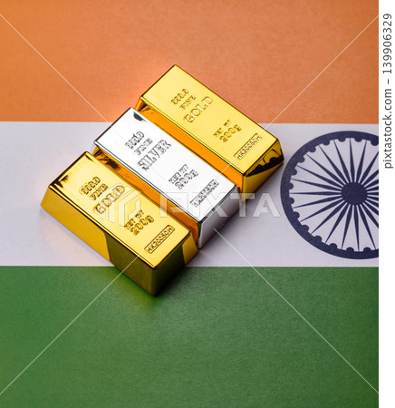 Gold and silver bullion or ingots as metals for bank storage, investments. Gold and silver bars Gold and silver bullion or ingots as metals for bank storage, investments. Gold and silver bars 139906329