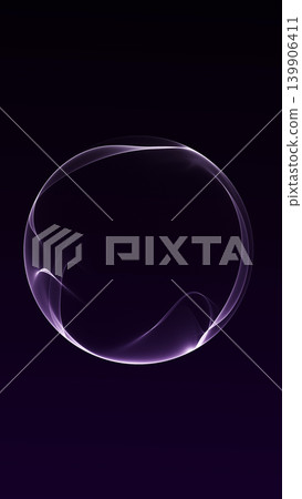 Vertical purple light orb with soft luminous wave ribbons on a dark minimal background, futuristic abstract sphere for tech visuals, sci fi design and wallpapers. Vertical purple light orb with soft luminous wave ribbons on a dark minimal background, futuristic abstract sphere for tech visuals, sci fi design and wallpapers. 139906411