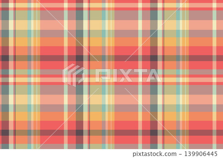 Furry seamless textile fabric, present vector pattern tartan. Ornament plaid texture check background in red and pastel colors. Furry seamless textile fabric, present vector pattern tartan. Ornament plaid texture check background in red and pastel colors. 139906445