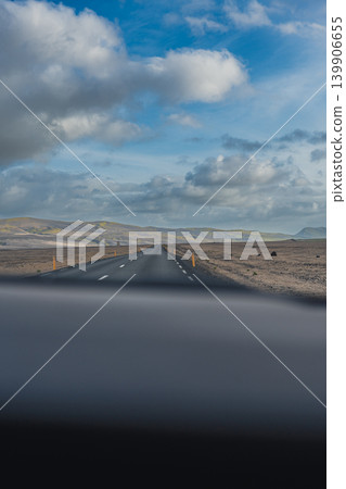 Straight Road Through Remote Landscape in Eastern Iceland 139906655