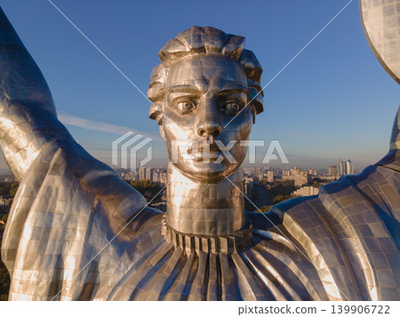 Close Up of the Motherland Monument with Kyiv Cityscape in Background Close Up of the Motherland Monument with Kyiv Cityscape in Background 139906722