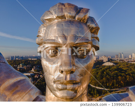 Close Up of the Motherland Monument's Face in Kyiv, Ukraine 139906723