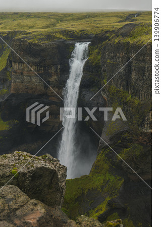 Haifoss Waterfall Cascading into a Deep Canyon in Iceland Haifoss Waterfall Cascading into a Deep Canyon in Iceland 139906774