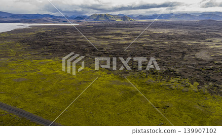 Aerial View of Volcanic Landscape with Mountains in Iceland Aerial View of Volcanic Landscape with Mountains in Iceland 139907102