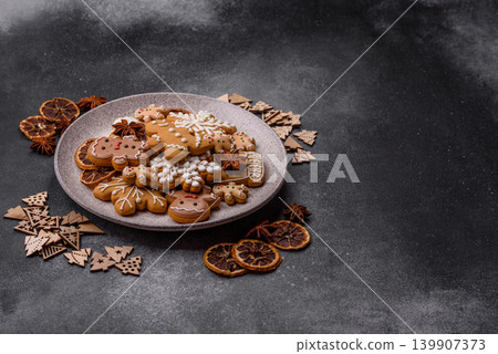 Christmas gingerbread, sweets and cookies for the festive table. Christmas gingerbread 139907373