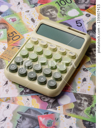 Australia, Australian dollar paper money and coins, financing exchange. Australian currency Australia, Australian dollar paper money and coins, financing exchange. Australian currency 139907415