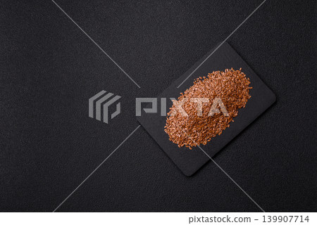 Flaxseed as an ingredient for oil, organic flour, and healthy foods. Flax seeds 139907714