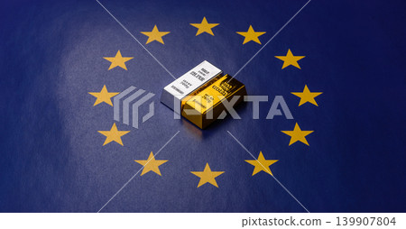Gold and silver bullion or ingots as metals for bank storage, investments. Gold and silver bars Gold and silver bullion or ingots as metals for bank storage, investments. Gold and silver bars 139907804