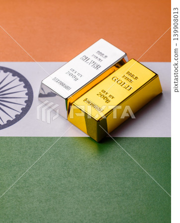 Gold and silver bullion or ingots as metals for bank storage, investments. Gold and silver bars Gold and silver bullion or ingots as metals for bank storage, investments. Gold and silver bars 139908013