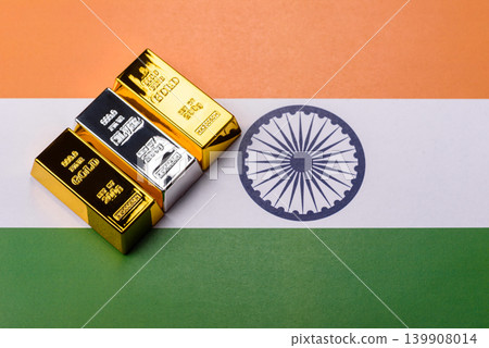 Gold and silver bullion or ingots as metals for bank storage, investments. Gold and silver bars Gold and silver bullion or ingots as metals for bank storage, investments. Gold and silver bars 139908014