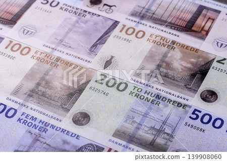 Money, currency of Denmark, Danish krone banknotes. Denmark, Danish money Money, currency of Denmark, Danish krone banknotes. Denmark, Danish money 139908060