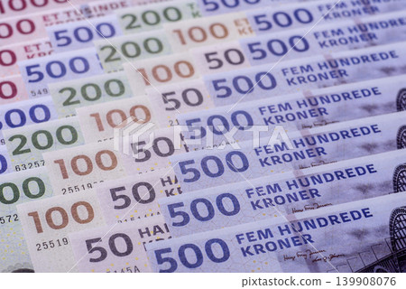 Money, currency of Denmark, Danish krone banknotes. Denmark, Danish money Money, currency of Denmark, Danish krone banknotes. Denmark, Danish money 139908076