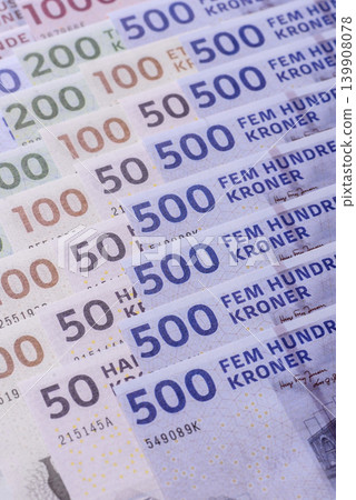 Money, currency of Denmark, Danish krone banknotes. Denmark, Danish money Money, currency of Denmark, Danish krone banknotes. Denmark, Danish money 139908078