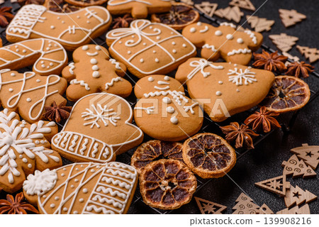 Christmas gingerbread, sweets and cookies for the festive table. Christmas gingerbread 139908216