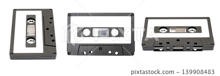 set of audio cassettes isolated on white background with clipping path set of audio cassettes isolated on white background with clipping path 139908483