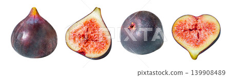 set whole and sliced figs isolated on white background set whole and sliced figs isolated on white background 139908489