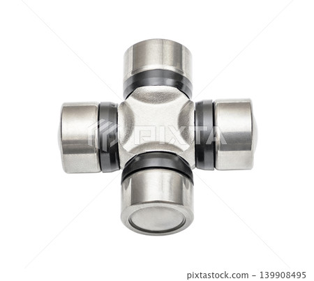 crosspiece with bearings of the hinge mechanism isolated on white background with clipping path crosspiece with bearings of the hinge mechanism isolated on white background with clipping path 139908495