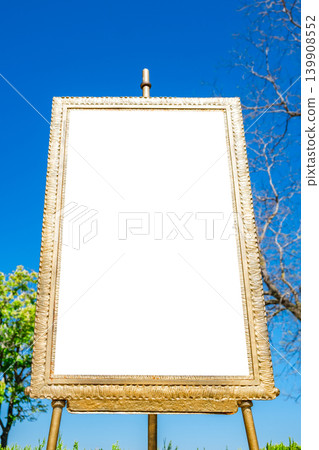 picture portrait frame or banner with white empty space against background of nature picture portrait frame or banner with white empty space against background of nature 139908552