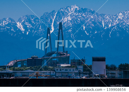 Shinminato Bridge and Mt. Tsurugi Shinminato Bridge and Mt. Tsurugi 139908656
