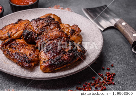 Chicken or turkey, poultry breast baked on the grill or barbecue. Grilled chicken Chicken or turkey, poultry breast baked on the grill or barbecue. Grilled chicken 139908800