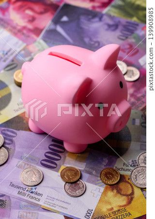 A piggy bank as a concept for storing, accumulating, and saving financial resources. A piggy bank 139908985