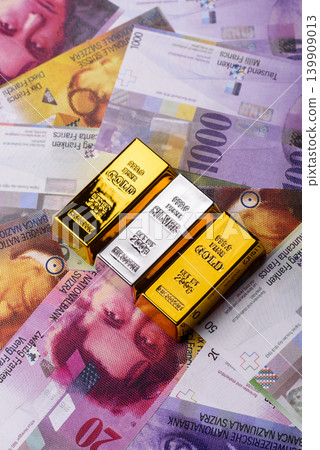 Gold and silver bullion or ingots as metals for bank storage, investments. Gold and silver bars Gold and silver bullion or ingots as metals for bank storage, investments. Gold and silver bars 139909013