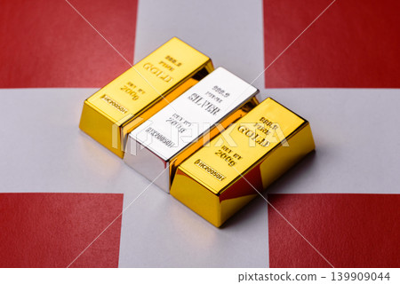 Gold and silver bullion or ingots as metals for bank storage, investments. Gold and silver bars 139909044