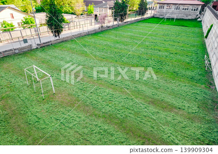 school football field with green grass school football field with green grass 139909304