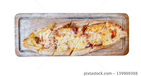 pizza pide, top view, isolated on white background with clipping path pizza pide, top view, isolated on white background with clipping path 139909308