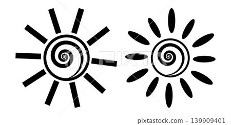 Sun Silhouette Icon Set Isolated on white Background Sun Silhouette Icon Set Isolated on white Background 139909401