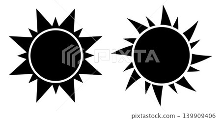 Sun Silhouette Icon Set Isolated on white Background Sun Silhouette Icon Set Isolated on white Background 139909406