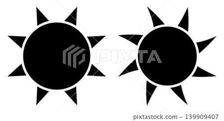 Sun Silhouette Icon Set Isolated on white Background 139909407