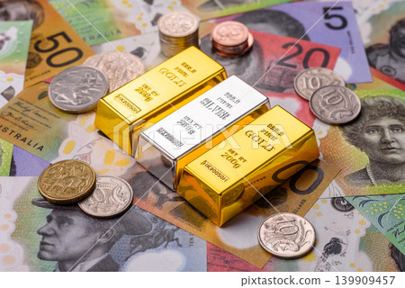 Gold and silver bullion or ingots as metals for bank storage, investments. Gold and silver bars Gold and silver bullion or ingots as metals for bank storage, investments. Gold and silver bars 139909457