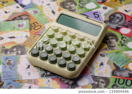 Australia, Australian dollar paper money and coins, financing exchange. Australian currency Australia, Australian dollar paper money and coins, financing exchange. Australian currency 139909486