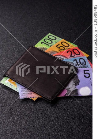 Australia, Australian dollar paper money and coins, financing exchange. Australian currency Australia, Australian dollar paper money and coins, financing exchange. Australian currency 139909495