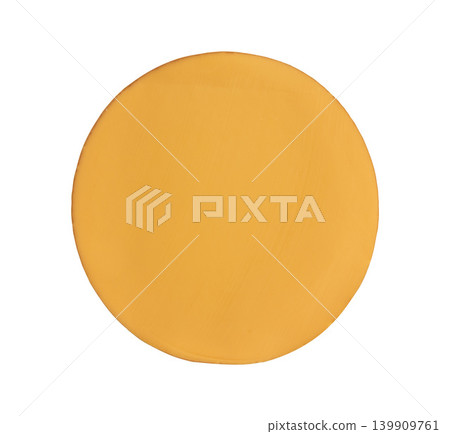 round piece of melted smoked cheese isolated round piece of melted smoked cheese isolated 139909761