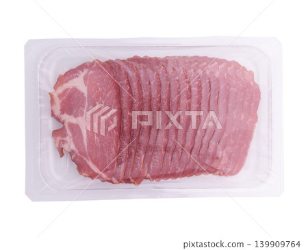cured pork neck slices isolated cured pork neck slices isolated 139909764