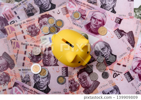 A piggy bank as a concept for storing, accumulating, and saving financial resources. A piggy bank 139909809