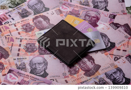 Mexico, Mexican peso, paper money and coins, financing and commodity exchange. Mexican currency 139909810