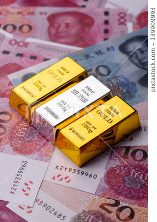 Gold and silver bullion or ingots as metals for bank storage, investments. Gold and silver bars Gold and silver bullion or ingots as metals for bank storage, investments. Gold and silver bars 139909993